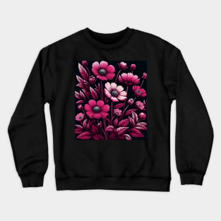 Magenta Floral Illustration Crewneck Sweatshirt